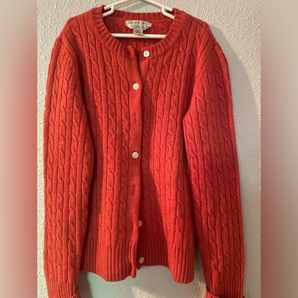 Vintage orange cable knit sweater 100% wool